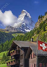 Matterhorn and Swiss flag