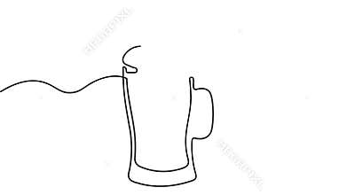 Cheers beer glasses icon one line art animation seamless loop