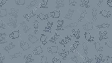 Faint sketches of cartoon animals ideal for childrens book illustrations