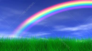 Rainbow, Grass & Peaceful Sky