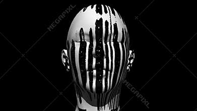 3D Woman of Paint Explodes Into Particles