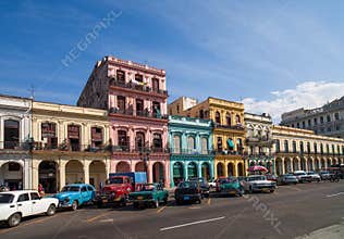 Caribbean Cuba Havana building on the main street