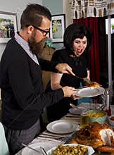 Family Thanksgiving Dinner Turkey Couple