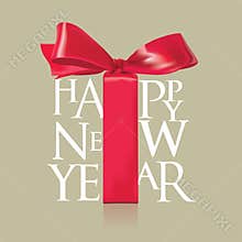 Happy new Year and red Ribbon