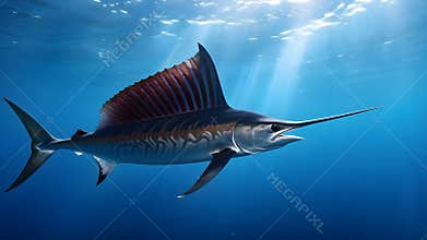 Majestic Swordfish Gliding Through Sunlit Depths