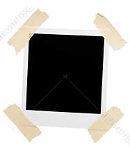 Empty picture frame taped corners