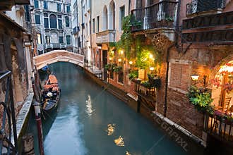 Venice Canal at Night Italy