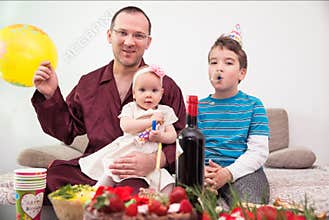 Family celebrating Easter at home