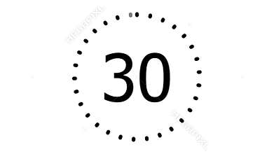 Countdown one minute animation from 60 to 0 seconds animation with optional luma matte. Alpha Luma Matte included.