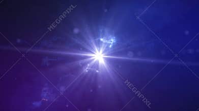 Traveling through star fields in space as a supernova bursts light,