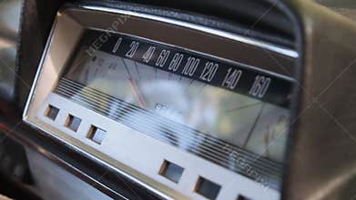 Car Retro Dashboard. Vintage Retro Speedometer and Instrument Panel of Old Car