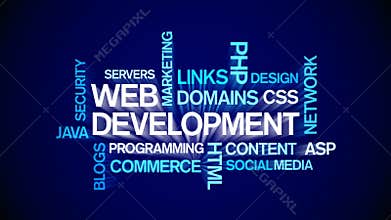 4k Web Development Animated Tag Word Cloud,Text Design Animation Typography.