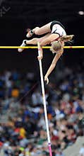 Arkansas pole vaulter clears the bar