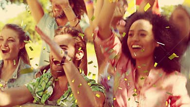 Group of people cheering