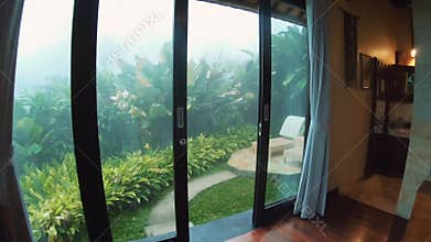 Asian hotel complex. Comfortable building interior .