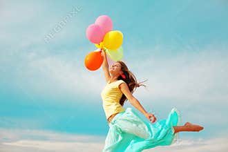 Girl with balloons