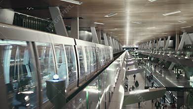 Express automatic train at futuristic airport
