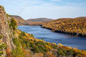 Lake of the Clouds in the Porcupine Mountains Wilderness State Park in Michigan, during the fall season