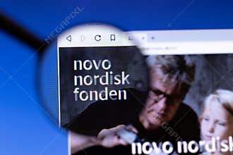 Los Angeles, California, USA - 25 February 2020: Novo Nordisk Foundation website homepage icon. Novonordiskfonden.dk logo visible