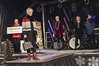 Pensioners defile on the catwalk.