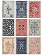 Set of nine antique vintage playing card backs.