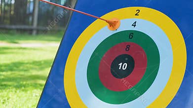 Bow shooting on a children's training target