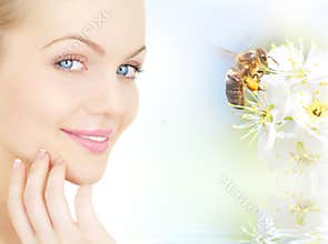 Girl's face and a bee