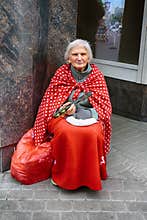 Street dancer and musician in the old Riga, Latvia
