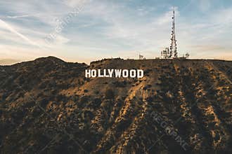 Famous Hollywood Sign in Mount Lee in Los Angeles, California