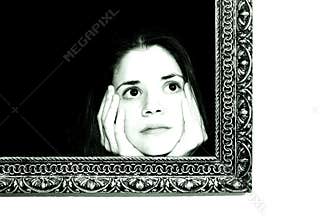 Woman in a painting frame