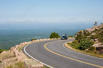 Driving up Cadillac Mountain