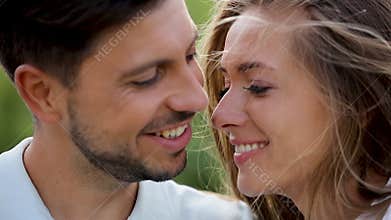Romantic Date. Man Singing For Woman Closeup