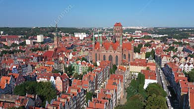 Aerial vew of Basilica of St. Mary in Gdansk, Poland