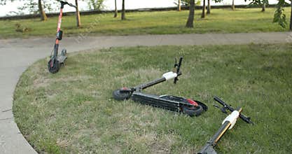 Electric Scooters on the Ground at the National Mall in Washington, DC