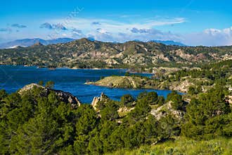 The Pantano Embalse de Alfonso XIII reservoir near Calasparra, Murcia. Spain