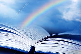 Bible with rainbow