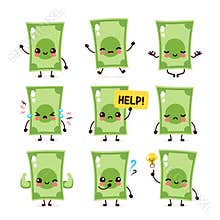 Cute happy money banknote set collection