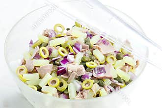 Mediterranean potato salad with tuna fish