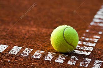 Tennis ball and court
