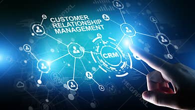 CRM - Customer relationship management automation system software. Business and technology concept.