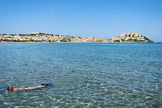 Plage de Calvi beach, in Corsica, France