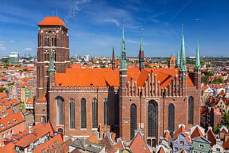 Architecture of the St. Mary& x27;s Basilica in Gdansk, Poland