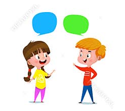 Boy and a girl talking to each other