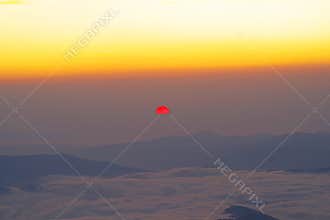 Red sun at sunrise