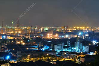 Industrial area near Jurong Island by night