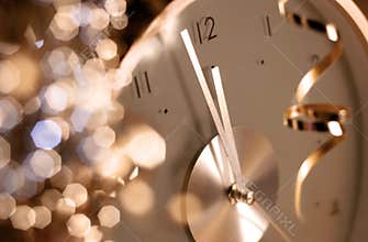 Clock on new year's eve