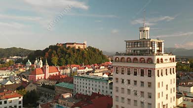 Cityscape of Ljubljana, capital of Slovenia, at late afternoo light.
