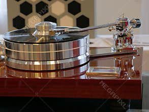 Stereo turntable vinyl record player.