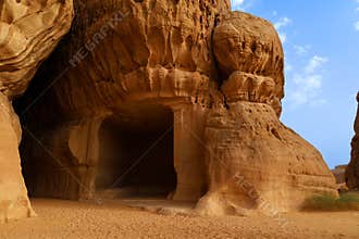 Al Ula old city , Saudi Arabia - The Nabataeans or Nabateans Civilization in Madain Saleh in Al Ula - Qasr al-Farid