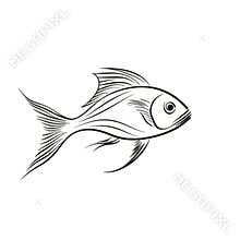 Fish Outline Design Illustration In The Style Of Martiros Saryan